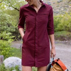 Title Nine Utility Shirt Dress Burgundy
